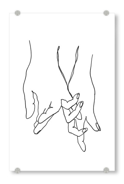 Acrylglasbild "Line ARt // Hand in hand" artboxONE - Liebe - Line art,Love,Hands,Oneline,Partner,Valentines,Friends,Family