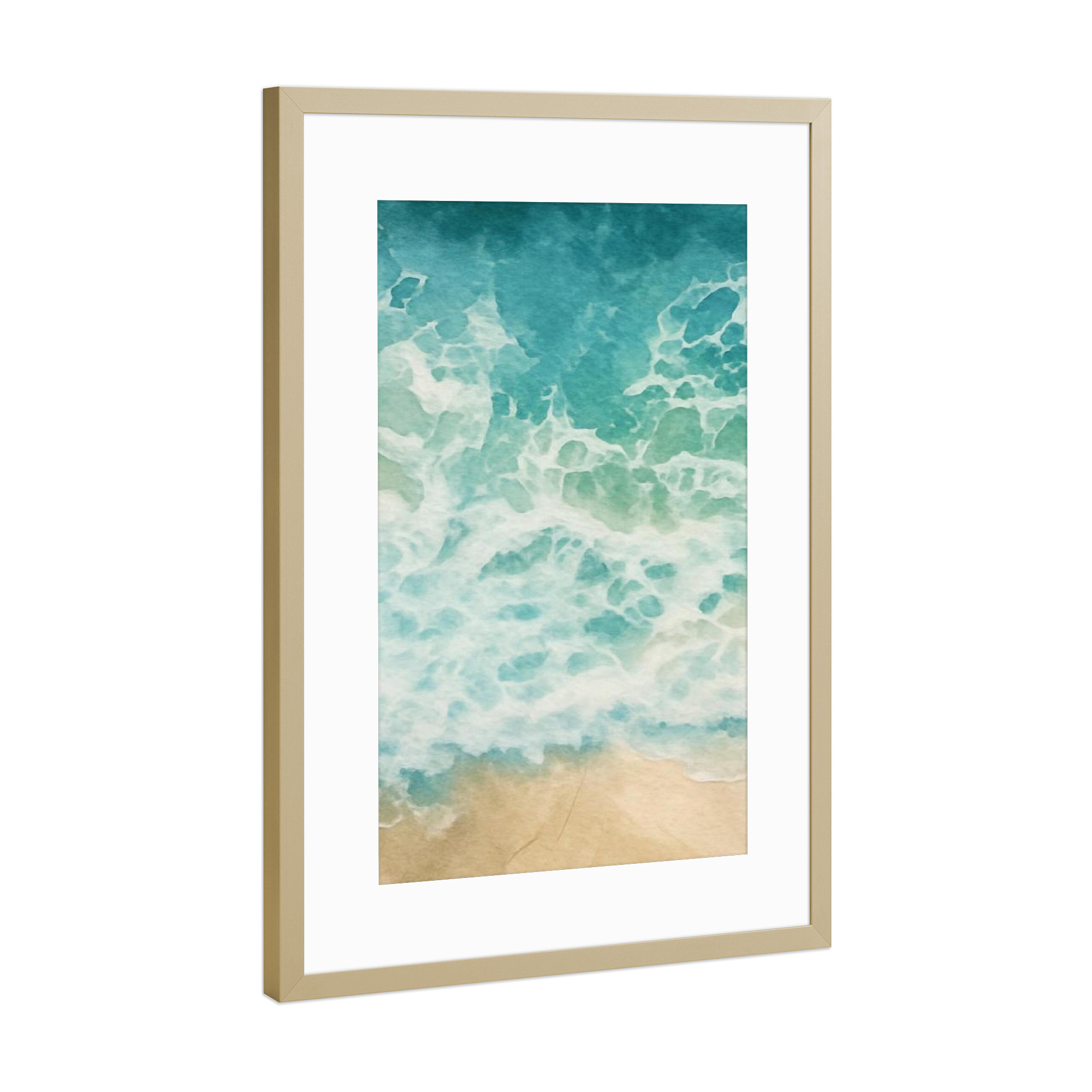 Poster mit Rahmen Gold "Ocean Beach Wave Urlaub Welle" artboxONE - Natur,Reise / Strand und Meer,Städte / Rio de Janeiro