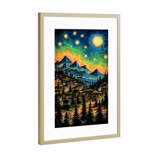 Poster mit Rahmen Gold "Landschaft C, s. Van Gogh (matart)" artboxONE - Natur