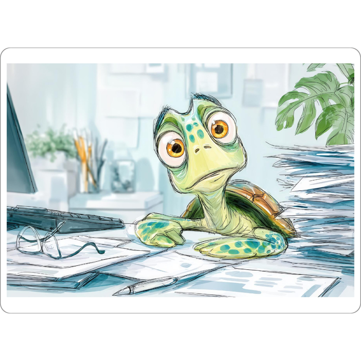 Tischset "The Office Turtle" artboxONE - Tiere,Comic,Fiktion,Lustig
