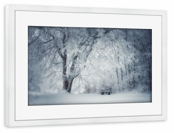 Poster mit Rahmen weiß "Zauberhafte Winterlandschaft" artboxONE - Natur,Reise,Floral,Schwarzweiß,Weihnachten