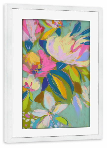 Poster mit Rahmen weiß "Blumen im Sommerwind" artboxONE - Natur,Floral,Abstrakt