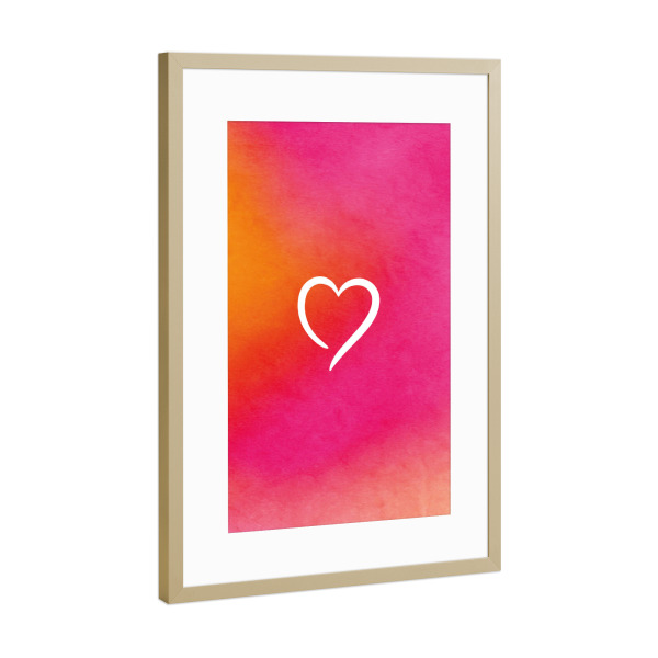Poster mit Rahmen Gold "Herz Liebe" artboxONE - Liebe
