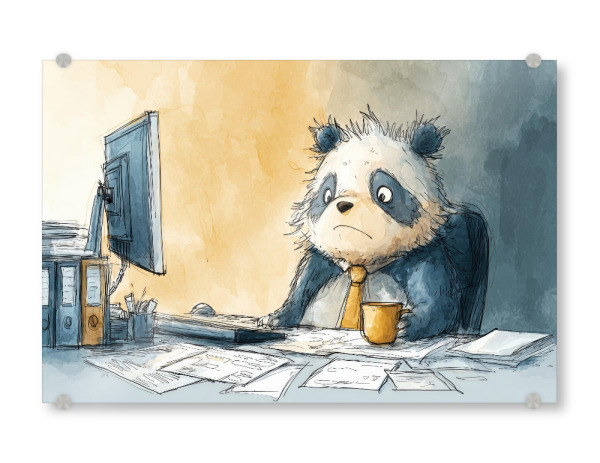 Acrylglasbild "The Office Panda" artboxONE - Tiere,Comic,Fiktion,Lustig