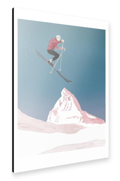 Alu-Dibond "Mountain Love // The Skier" 75x50 cm artboxONE