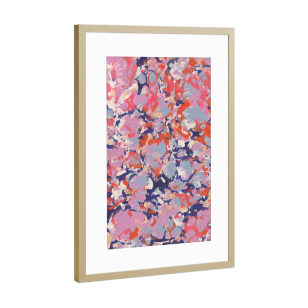 Poster mit Rahmen Gold "Der Traum eines Liebhabers" artboxONE - Abstrakt - Abstrakt,Warm,Rosa,Formen,Malerisch,Malerei