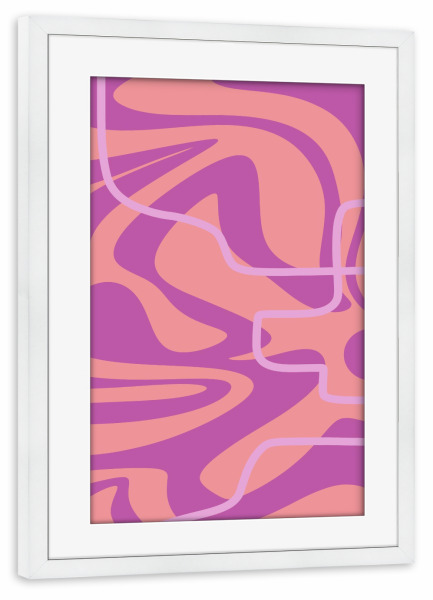 Poster mit Rahmen weiß "Wellenmusterlinien" artboxONE - Abstrakt - Berwarna merah muda,Ungu,Minimalis,Abstrak,Lines