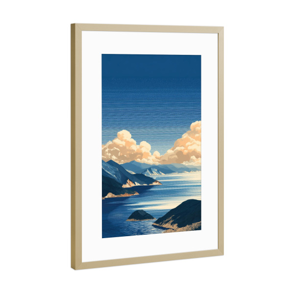Poster mit Rahmen Gold "Licht über dem Nordfjord" artboxONE - Natur