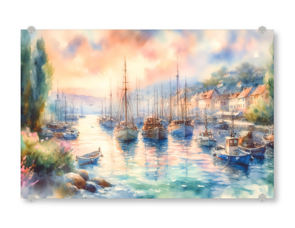 Acrylglasbild "Ruhiger Hafen bei Sonnenuntergang" artboxONE - Natur,Reise,Abstrakt