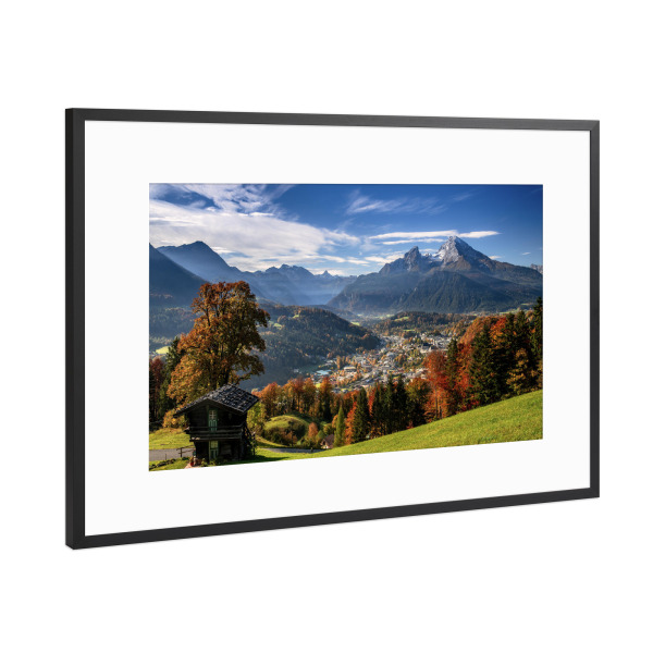 Poster mit Rahmen Schwarz (Metallic) "Watzmannblick" artboxONE - Natur,Reise,Reise / Länder