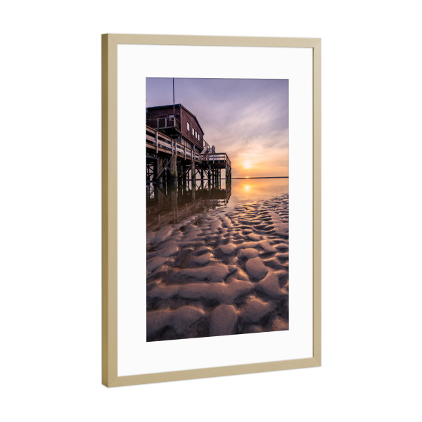 Poster mit Rahmen Gold "Abends an der Nordseeküste" artboxONE - Natur,Reise,Architektur