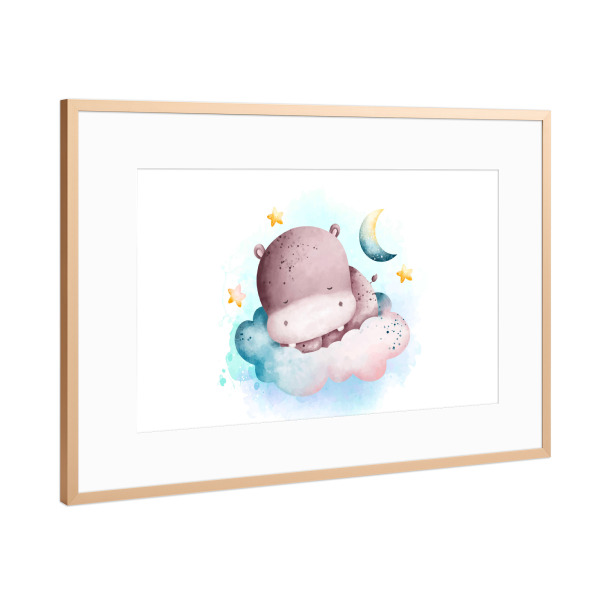 Poster mit Rahmen Kupfer "Schlafendes Nilpferd" artboxONE - Für Kinder,Tiere,Abstrakt