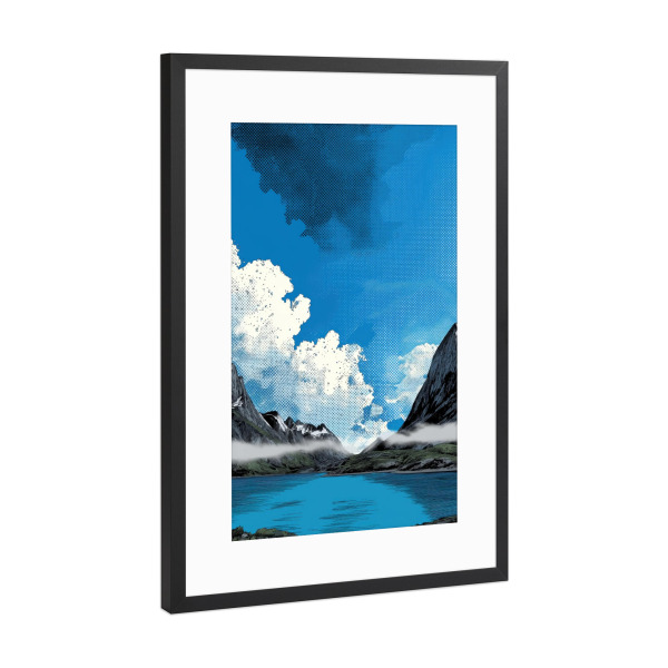 Poster mit Rahmen Schwarz (Metallic) "Himmel über dem Fjord" artboxONE - Natur,Reise,Abstrakt