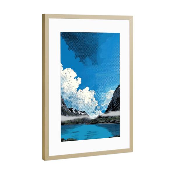 Poster mit Rahmen Gold "Himmel über dem Fjord" artboxONE - Natur,Reise,Abstrakt