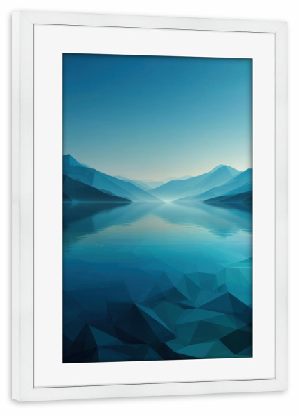 Poster mit Rahmen weiß "Stille zwischen den Fjorden" artboxONE - Natur,Abstrakt
