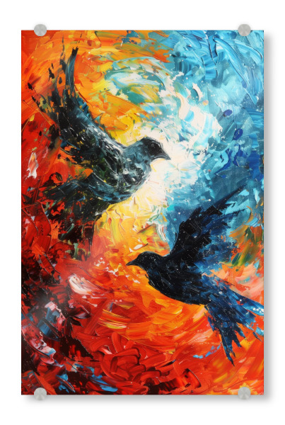 Acrylglasbild "Gegensätze im Flug" artboxONE - Tiere,Abstrakt,Menschen,Streetart