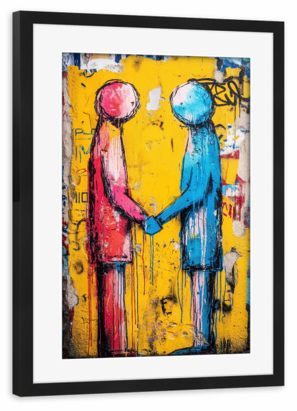 Poster mit Rahmen schwarz "Zwischen uns" artboxONE - Abstrakt,Menschen,Streetart