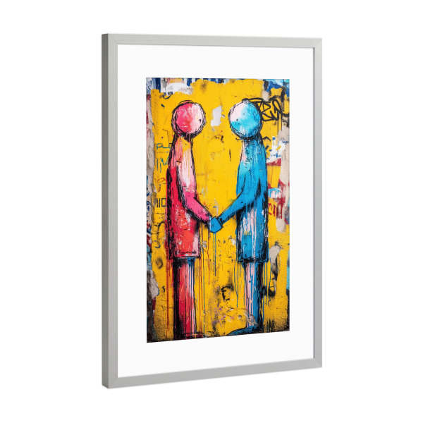 Poster mit Rahmen Silber "Zwischen uns" artboxONE - Abstrakt,Menschen,Streetart