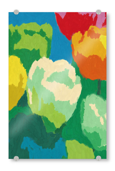 Acrylglasbild "Tulip Impression" artboxONE - Natur,Abstrakt - Tulpen,Floral,Blumen,Natur,Illustration,Treechild,Farbenfroh,Sommer