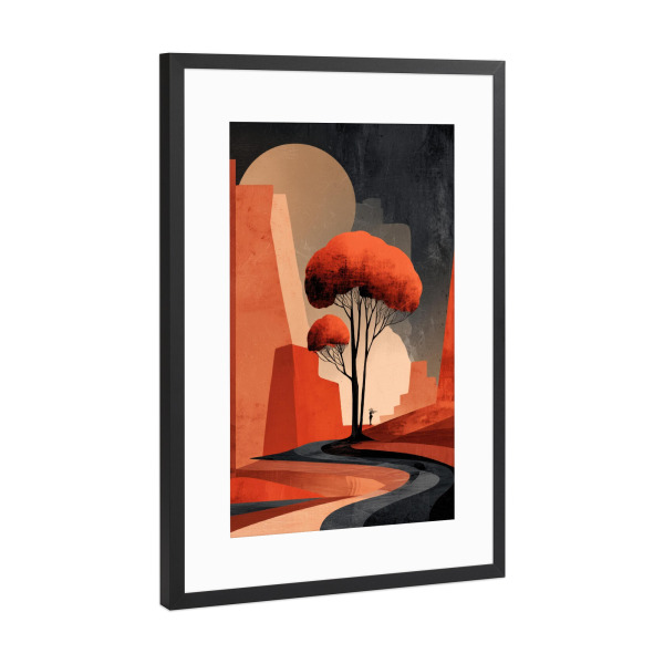 Poster mit Rahmen Schwarz (Metallic) "Der Weg durch die Stille" artboxONE - Natur,Reise,Abstrakt