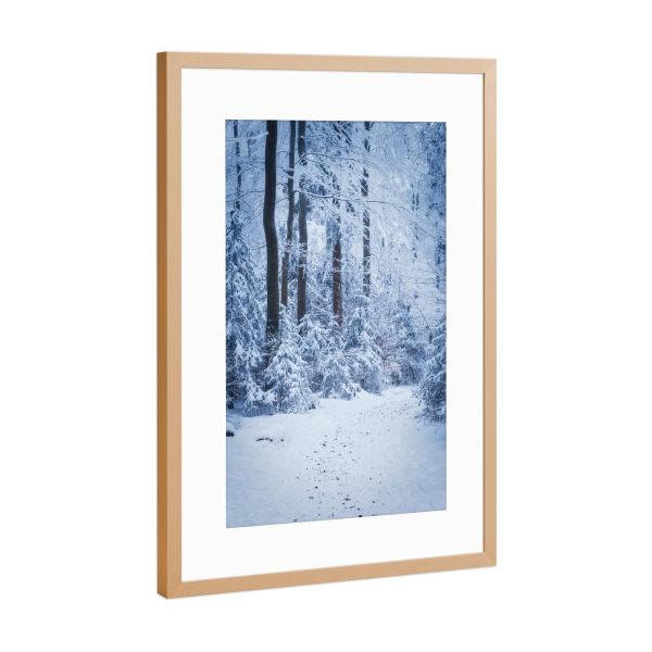 Poster mit Rahmen Kupfer "Waldspaziergang im Winter" artboxONE - Natur,Reise,Floral,Weihnachten