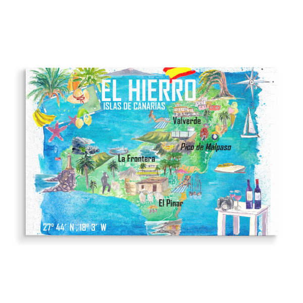 Holzbild "El Hierro Karte" artboxONE - Reise,Reise / Strand und Meer,Buchstaben,Kartografie
