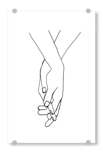 Acrylglasbild "Line Art // Partners" artboxONE - Schwarzweiß,Liebe - Minimal,Oneline,Lineart,Schwarzweiß,Hände,Liebe,Partner,Beziehung