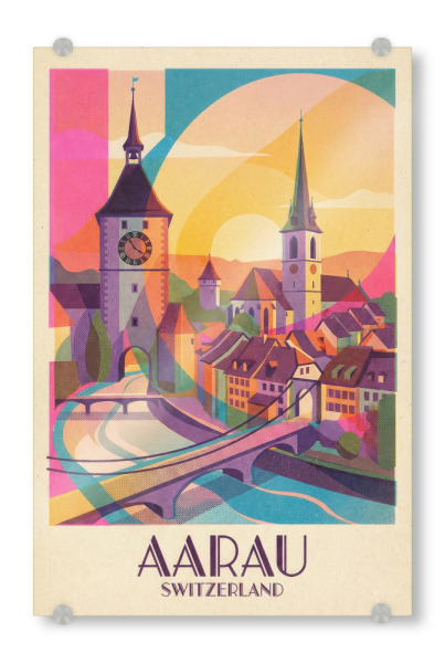 Acrylglasbild "Aarau Vintage Art Deco" artboxONE - Städte / Weitere