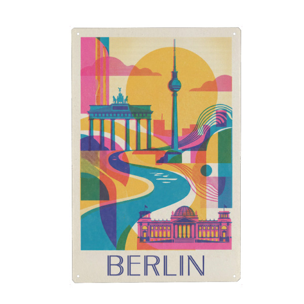 Holzbild "Berlin Vintage Art Deco" artboxONE - Städte / Berlin,Architektur