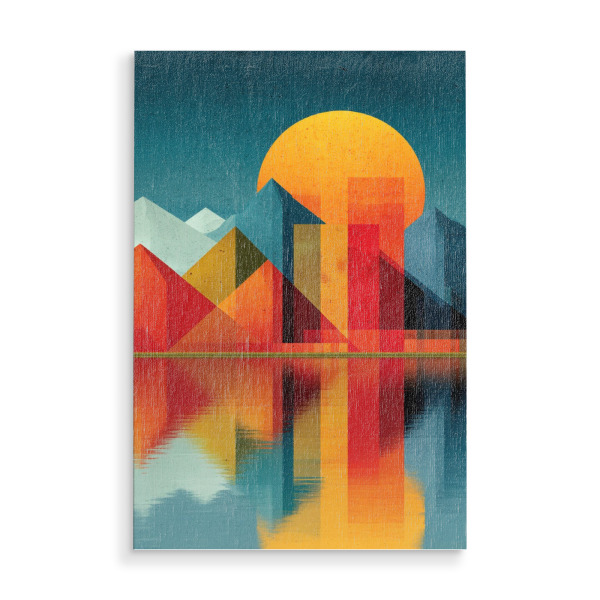 Holzbild "Sonnenlinien am Fjord" artboxONE - Natur,Reise,Abstrakt