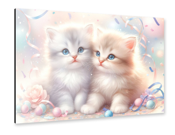Alu-Dibond "Playful Kittens with Blue Eyes" 30x20 cm artboxONE