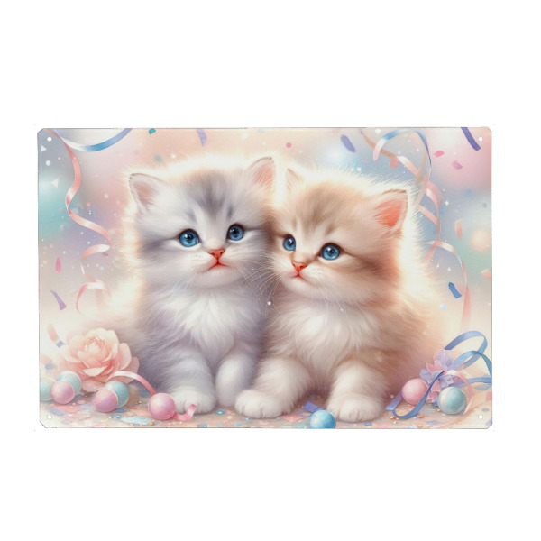 Metall Poster "Playful Kittens with Blue Eyes" artboxONE - Für Kinder,Tiere