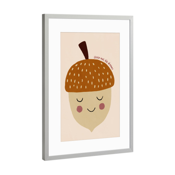 Poster mit Rahmen Silber "Little Nut Big Dreams" artboxONE - Für Kinder