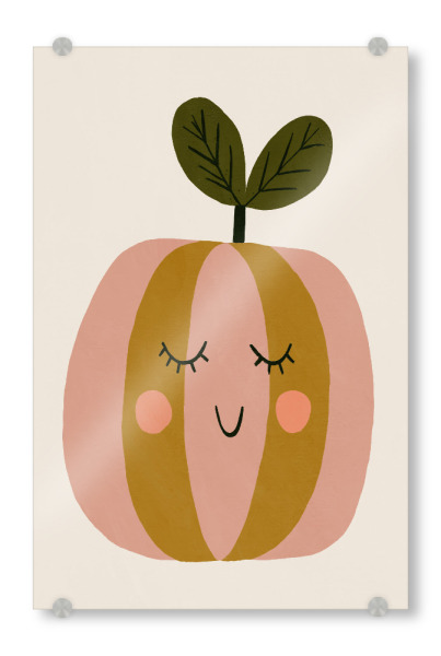 Acrylglasbild "Happy Fruit" artboxONE - Für Kinder - Frucht,Lustig,Illustration,Kinderzimmer,Süss,Gesicht,Treechild,Apfel,Früchte,Obst