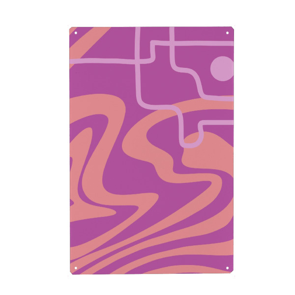 Metall Poster "Wellenmusterlinien rosa lila" artboxONE - Abstrakt - Berwarna merah muda,Ungu,Abstrakt,Berwarna merah muda,Garis,Minimalis