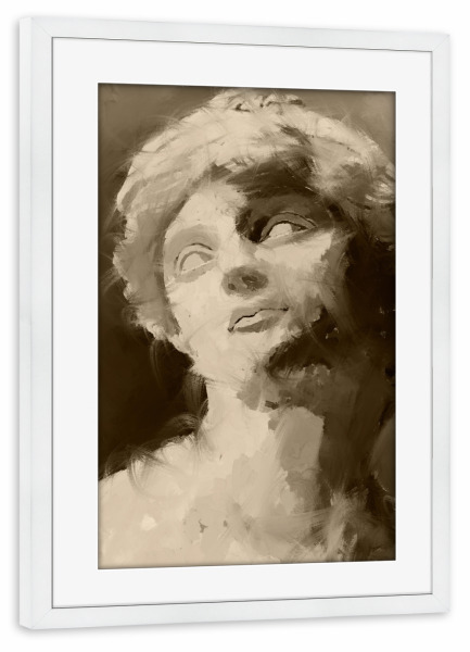 Poster mit Rahmen weiß "Attic Light" artboxONE - Menschen - Statue,Rom,Römisch,Dekorativ,Portrait,Abstrakt,Treechild,Illustration,Licht