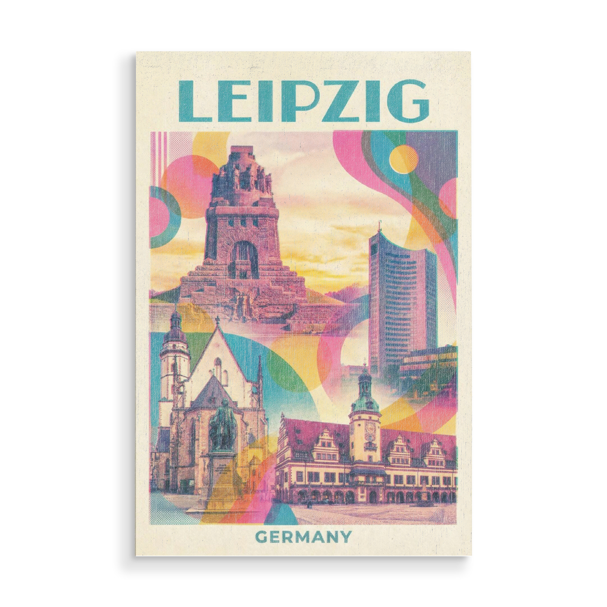 Holzbild "Leipzig Vintage Art Deco" artboxONE - Städte / Weitere