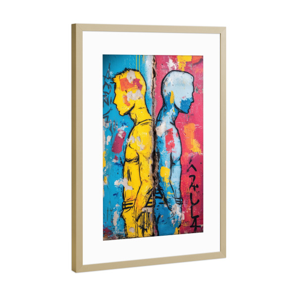 Poster mit Rahmen Gold "Getrennte Wege" artboxONE - Abstrakt,Menschen,Streetart