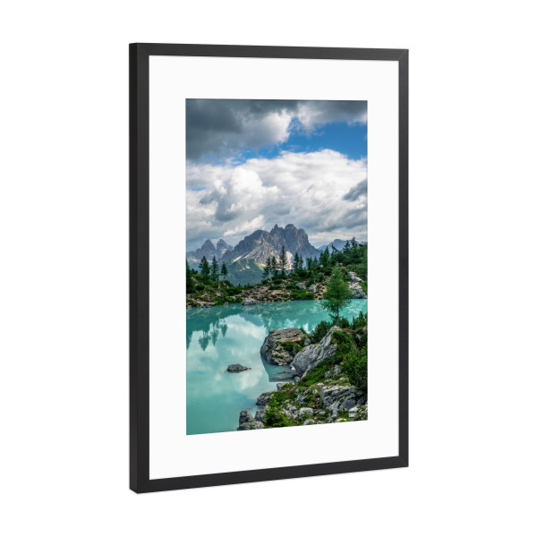 Poster mit Rahmen Schwarz (Metallic) "Sorapissee in den Dolomiten" artboxONE - Natur,Reise,Reise / Länder