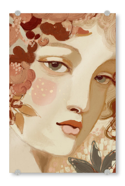 Acrylglasbild "Quiet Beauty" artboxONE - Menschen,Für Mama - Frau,Frauen,Gesicht,Illustration,Lippen,Augen,Feminin,Schönheit,Treechild