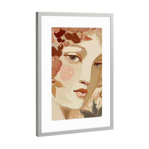 Poster mit Rahmen Silber "Quiet Beauty" artboxONE - Menschen,Für Mama - Frau,Frauen,Gesicht,Illustration,Lippen,Augen,Feminin,Schönheit,Treechild