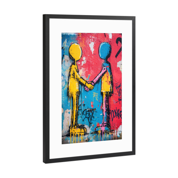 Poster mit Rahmen Schwarz (Metallic) "Hand drauf" artboxONE - Abstrakt,Menschen,Streetart