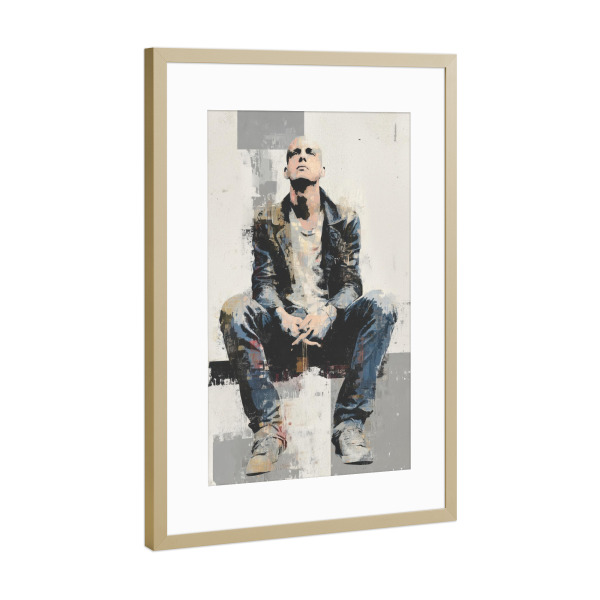 Poster mit Rahmen Gold "The Silent" artboxONE - Abstrakt,Menschen,Streetart