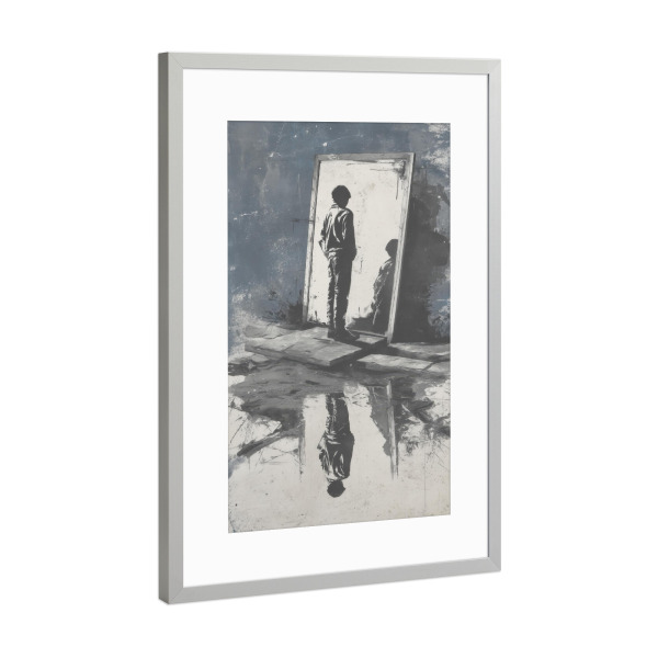 Poster mit Rahmen Silber "Between Me and Me" artboxONE - Abstrakt,Menschen,Streetart