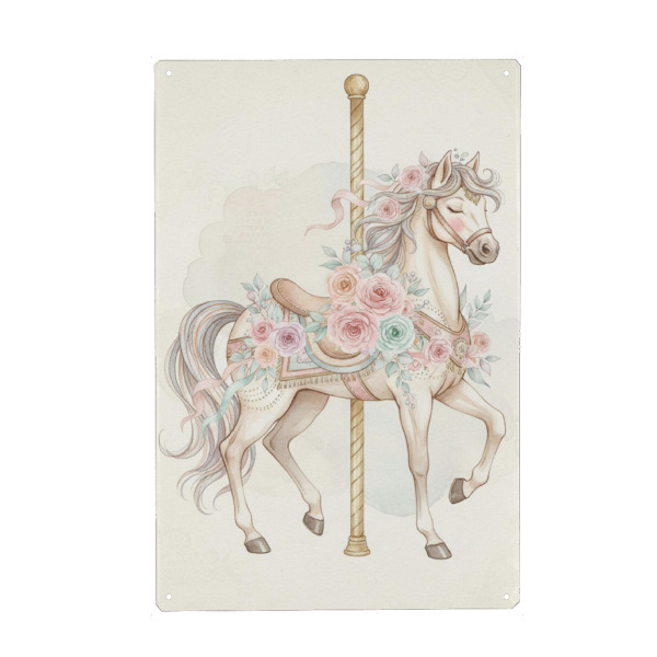 Holzbild "Pferd Zirkus Mädchen Karussel" artboxONE - Floral,Für Kinder,Tiere