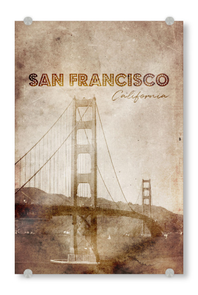 Acrylglasbild "San Francisco retro travel" artboxONE - Reise,Architektur,Reise / Strand und Meer,Reise / Länder,Städte / San Francisco