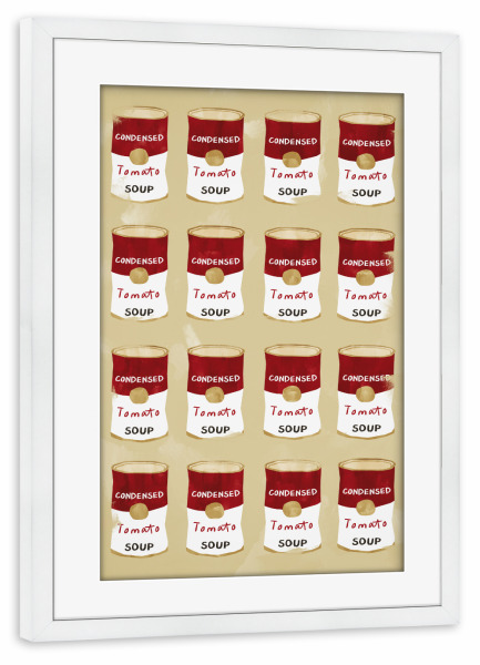 Poster mit Rahmen weiß "Tomatensuppenserie" artboxONE - Essen & Trinken,Abstrakt - Tomate,Tomatensuppe,Suppe,Tomaten,Tomatensuppe,Pop art,Popart