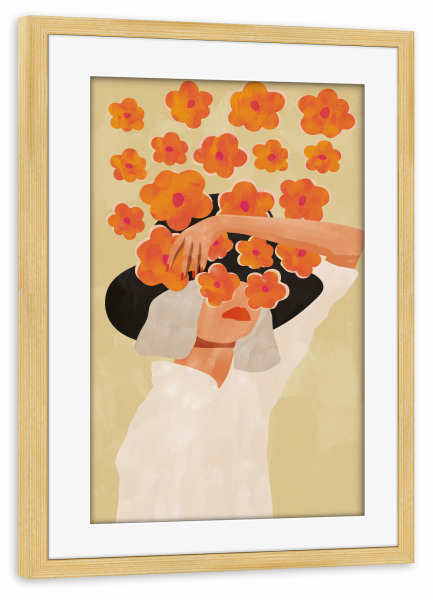 Poster mit Rahmen kiefer "Bleiben Sie blumig" artboxONE - Floral,Abstrakt,Menschen