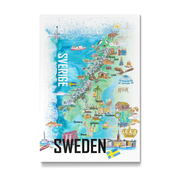 Galerie-Print "Schweden Illustrierte Karte" 75x50 cm artboxONE