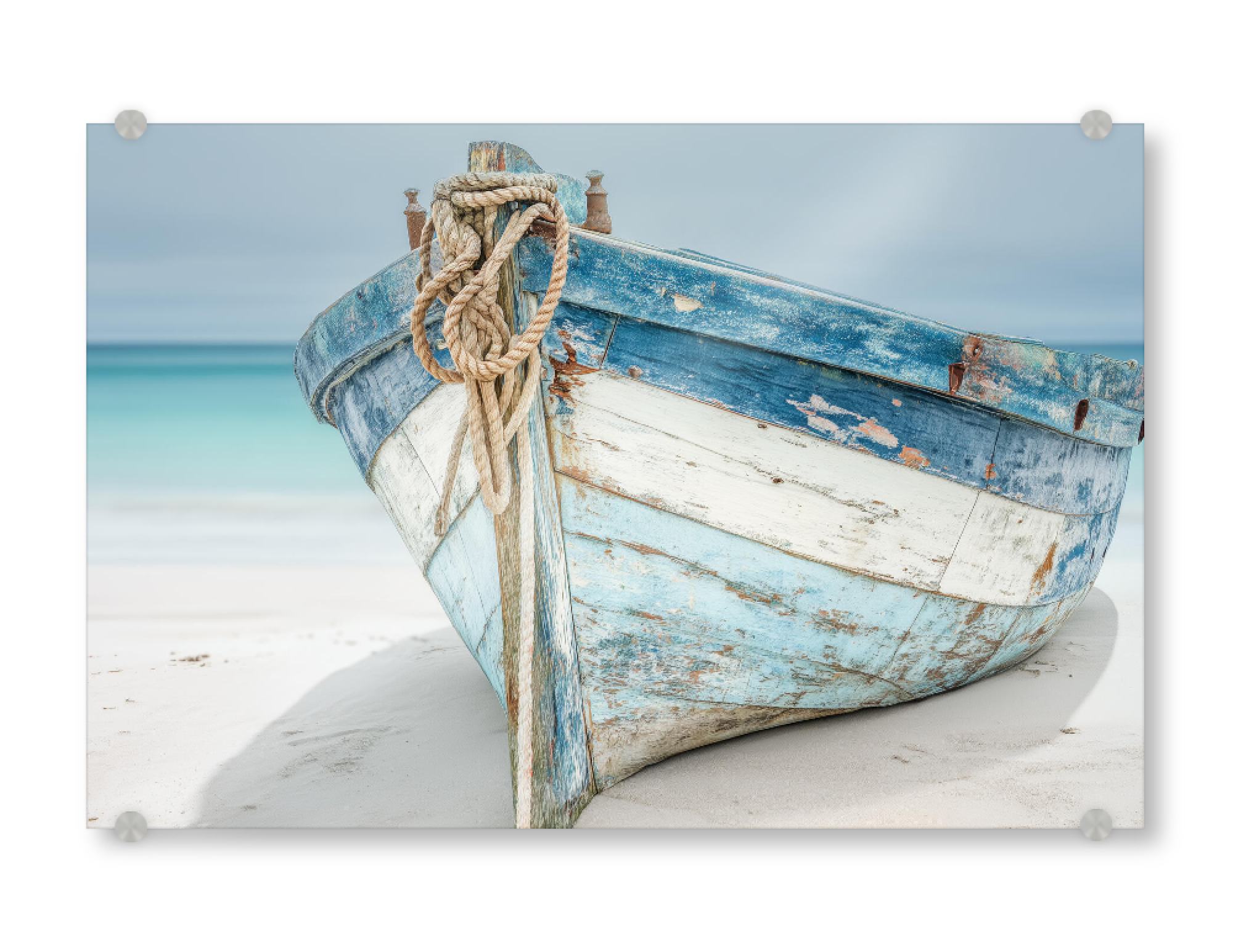 Acrylglasbild "Blaues Boot im Sand" artboxONE - Natur,Reise / Strand und Meer